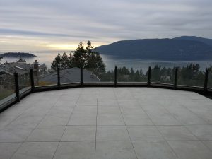 Dark Grey Porcelain Pavers on Terrace Overlooking Coastline